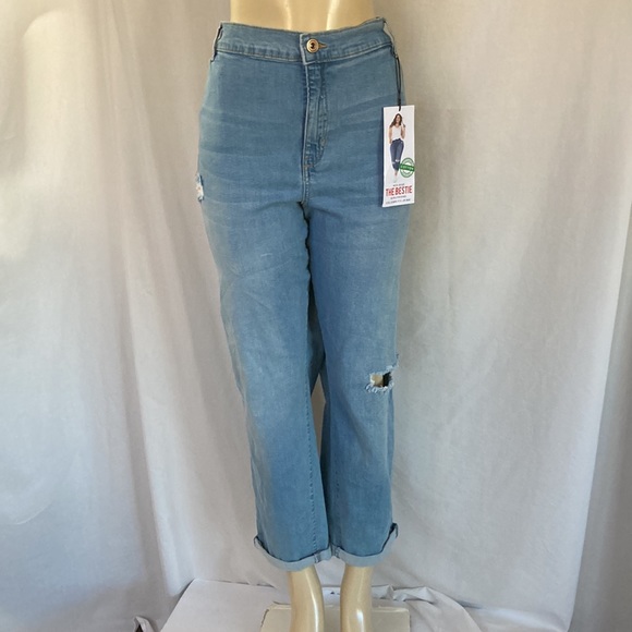 CLEARANCE CELEBRITY PINK Jeans”THE BESTIE”Girlfriend Distressed Ripped Sz 24 NWT - Picture 4 of 10